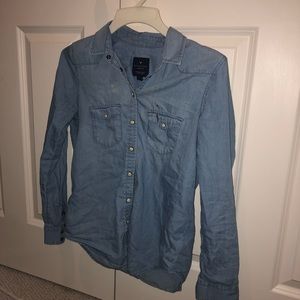 American eagle blue bottom down shirt